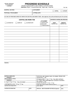 Michigan Construction Progress Schedule