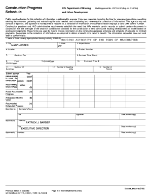 HUD Construction Progress Schedule