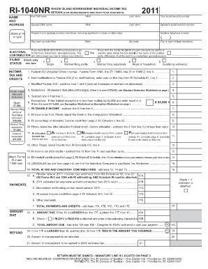 Rhode Island Nonresident Individual Income Tax Return
