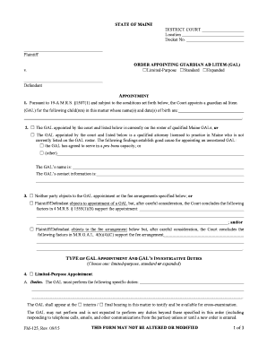 Maine Guardian Ad Litem Appointment Order