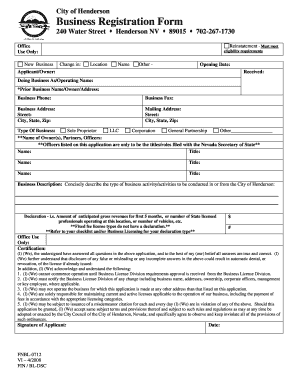 City of Henderson Business License Application