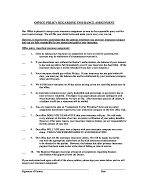 Office Policy Regarding Insurance Assignment