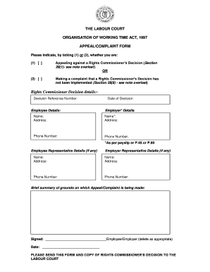 Labour Court Appeal/Complaint Form