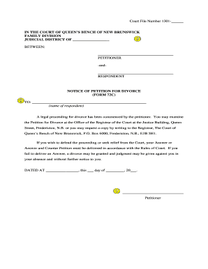 Notice of Petition for Divorce