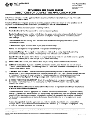 Blue Cross and Blue Shield of Illinois Health Insurance Application