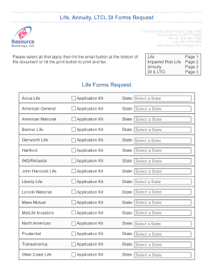 Life Annuity LTCi DI Forms Request
