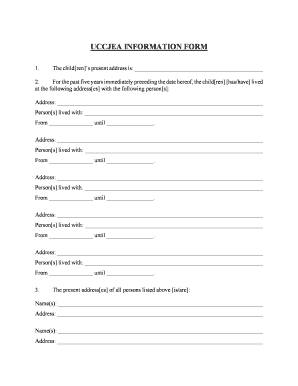 UCCJEA Child Custody Information Form