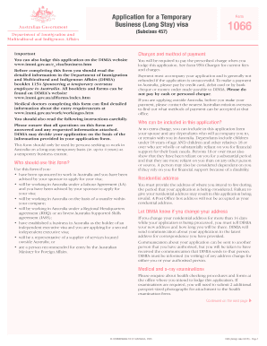 Temporary Business Visa Application Form 1066