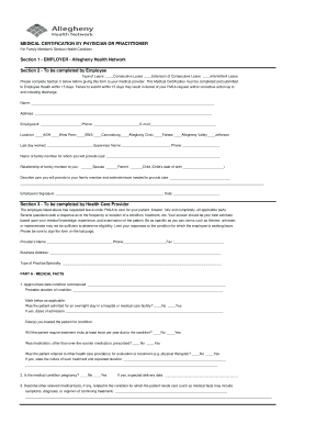 FMLA Medical Certification for Family Member