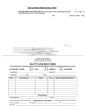 Rattler Record Volunteer Service Hours Form