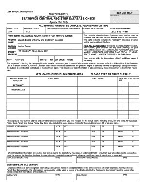 New York Statewide Central Register Database Check Form
