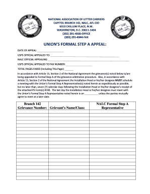 USPS Formal Step A Appeal Form