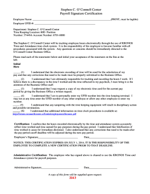 Payroll Signature Certification