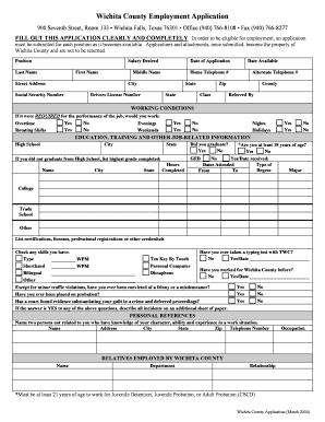 Wichita County Employment Application
