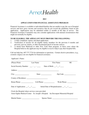 New York Financial Assistance Application