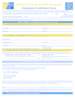 RTA/CTA Transit Benefit Employee Enrollment Form