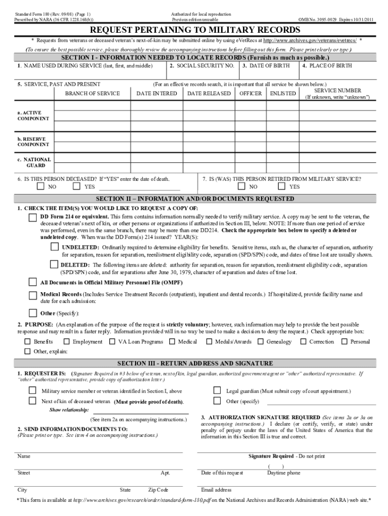 Sf 180 fill online printable fillable blank pdffiller