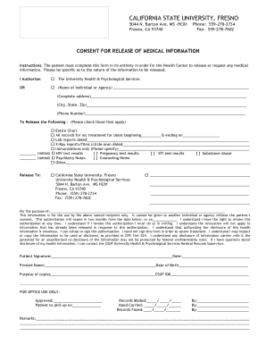 California State University Medical Information Release Consent