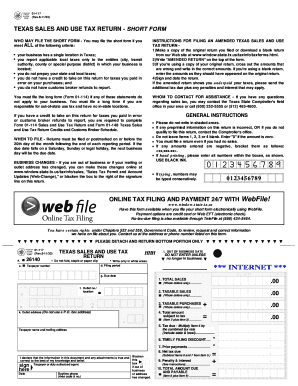 Texas Sales and Use Tax Return - Short Form