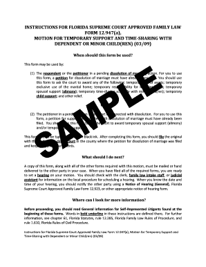 Florida Motion for Temporary Support and Time-Sharing