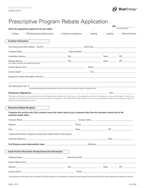 Minnesota Prescriptive Program Rebate Application