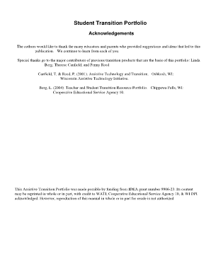 Student Transition Portfolio