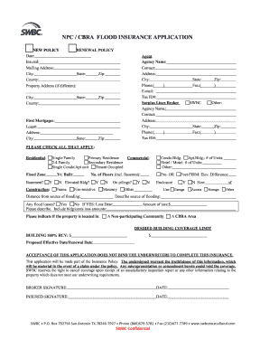 NPC CBRA Flood Insurance Application