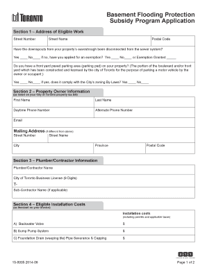 Basement Flooding Protection Subsidy Program Application