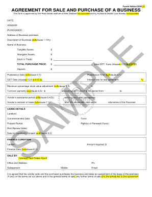 New Zealand Business Sale and Purchase Agreement