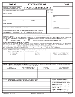 Florida Statement of Financial Interests Form 1