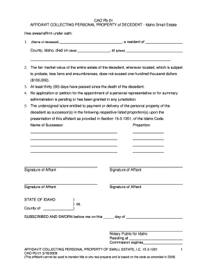 Idaho Small Estate Affidavit
