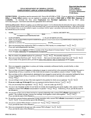 Texas Department of Criminal Justice Employment Application Supplement