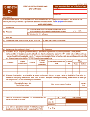 Form 7-2190 Report of Individual's Landholdings