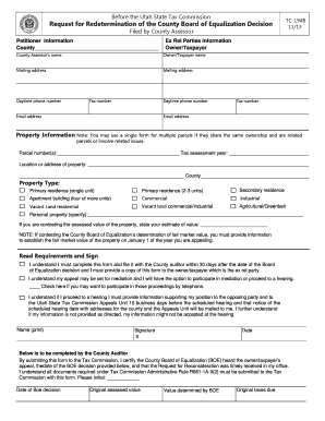 Utah State Tax Commission Request for Redetermination