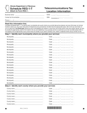 Illinois Schedule REG-1-T Telecommunications Tax Form
