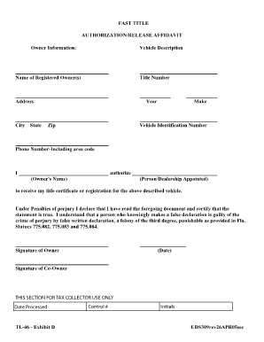 Authorization Release Affidavit