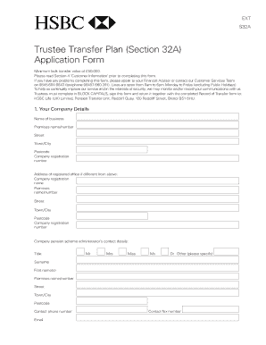 Trustee Transfer Plan Section 32A Application Form