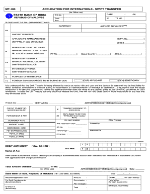 MT-103 International Swift Transfer Application