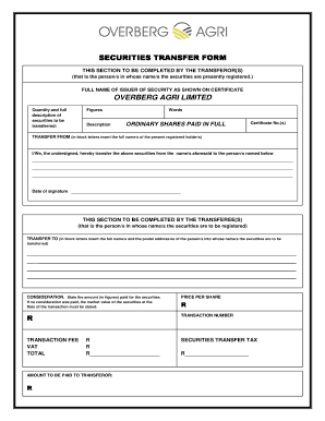Securities Transfer Form