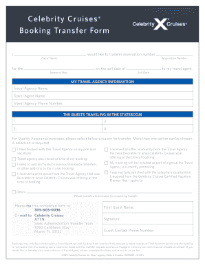 Celebrity Cruises Booking Transfer Form
