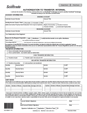 Authorization to Transfer Internal