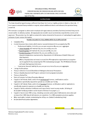 Organizational Provider Credentialing Application