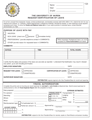 University of Akron Leave Request Form