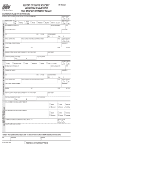 California Traffic Accident Report Form