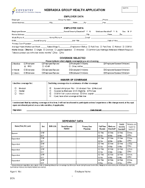 Nebraska Group Health Application