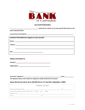 Loan Payoff Authorization Form