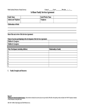 North Carolina In Home Family Services Agreement