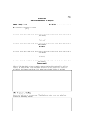 Family Court Notice of Intention to Appear