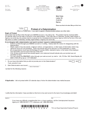 Michigan Unemployment Insurance Protest Form