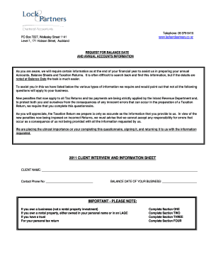 New Zealand Annual Accounts Information Request